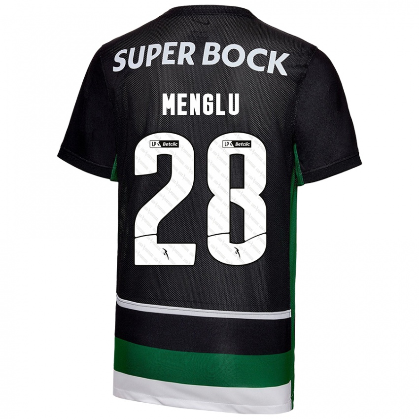 Niño Camiseta Shen Menglu #28 Negro Blanco Verde 1ª Equipación 2024/25 La Camisa