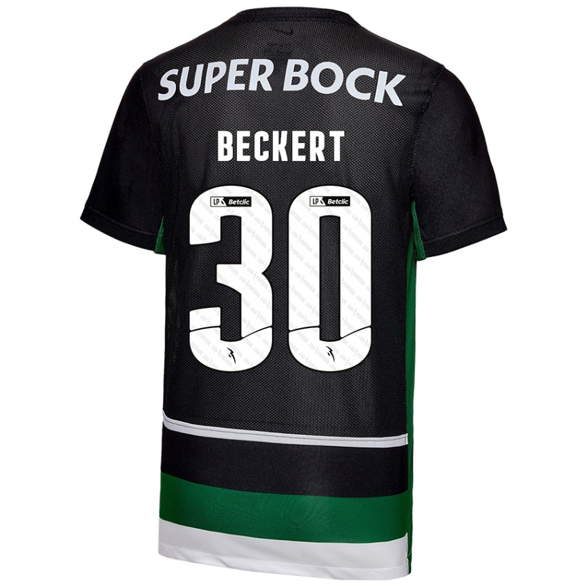 Niño Camiseta Carolina Beckert #30 Negro Blanco Verde 1ª Equipación 2024/25 La Camisa