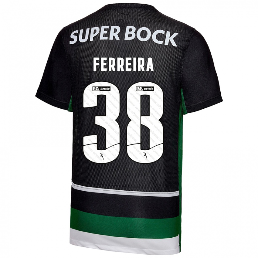 Niño Camiseta Marta Ferreira #38 Negro Blanco Verde 1ª Equipación 2024/25 La Camisa