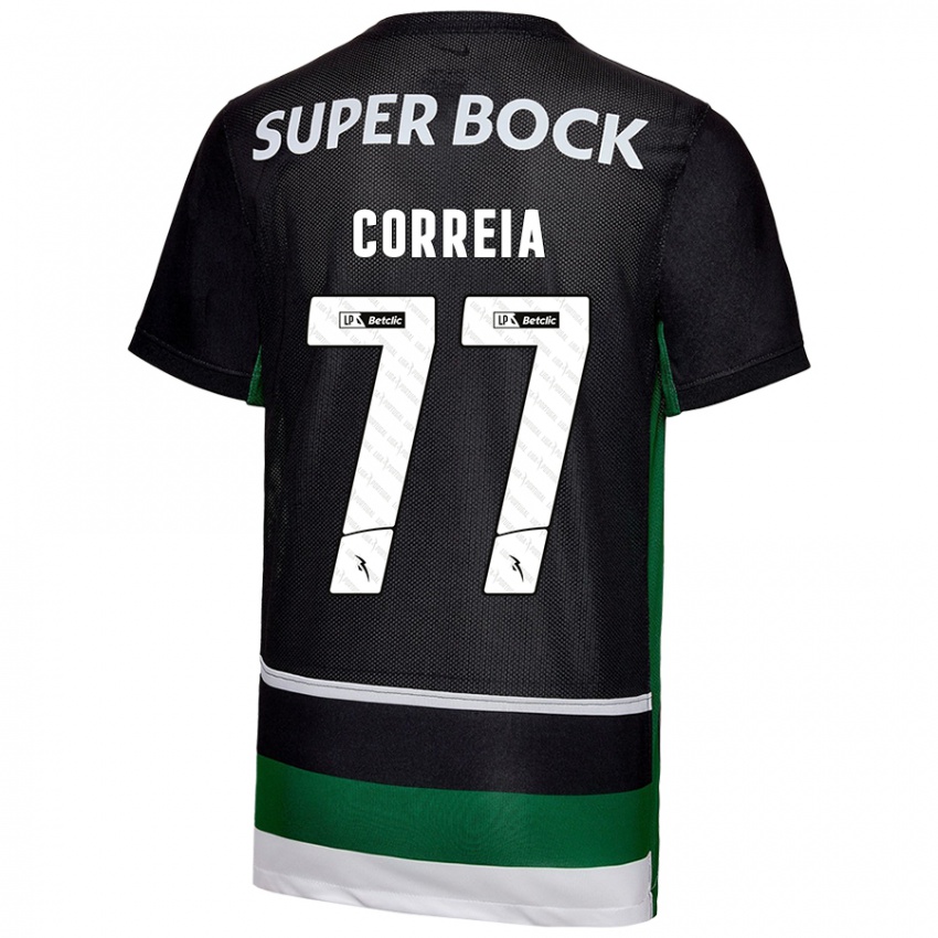 Niño Camiseta Alícia Correia #77 Negro Blanco Verde 1ª Equipación 2024/25 La Camisa