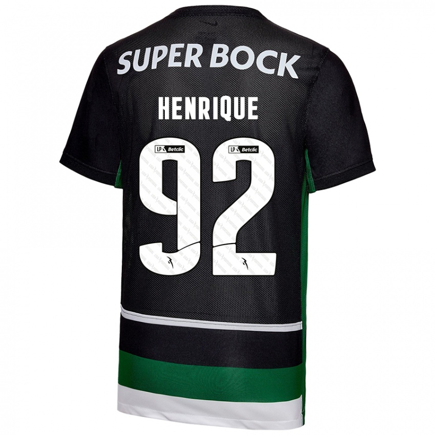 Niño Camiseta Eduardo Henrique #92 Negro Blanco Verde 1ª Equipación 2024/25 La Camisa