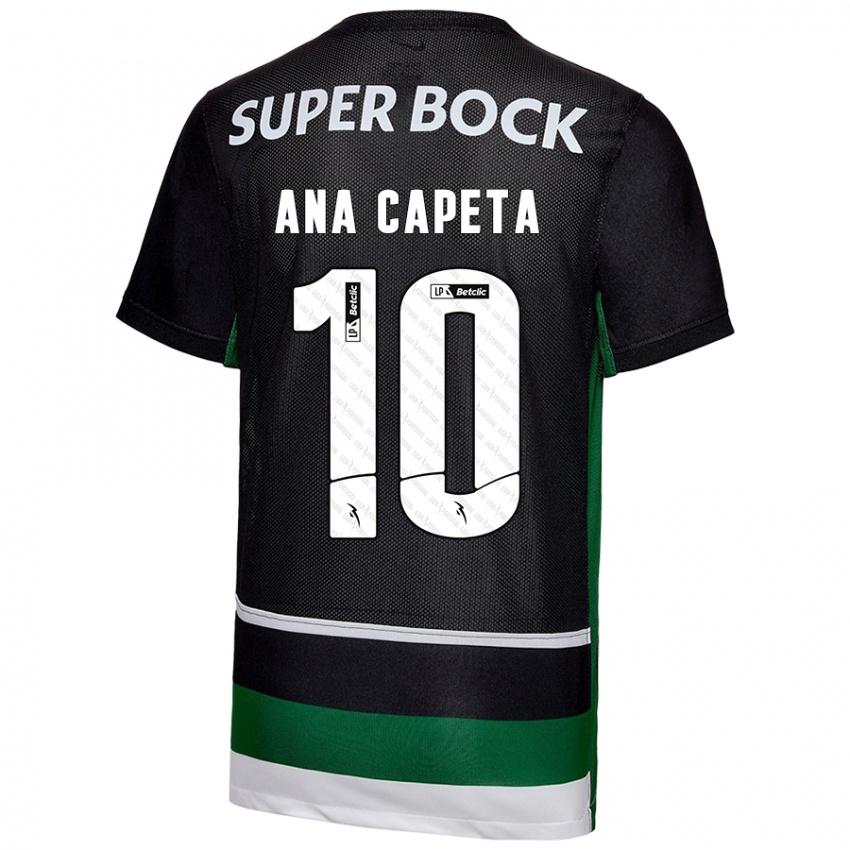 Niño Camiseta Ana Capeta #10 Negro Blanco Verde 1ª Equipación 2024/25 La Camisa