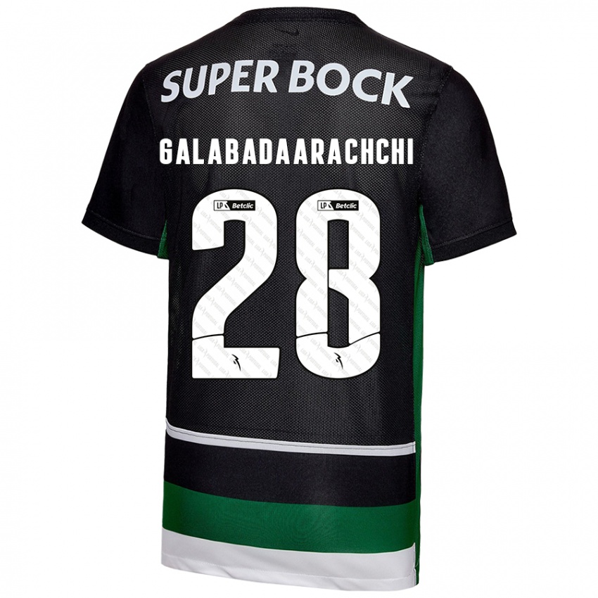 Niño Camiseta Jacinta Galabadaarachchi #28 Negro Blanco Verde 1ª Equipación 2024/25 La Camisa