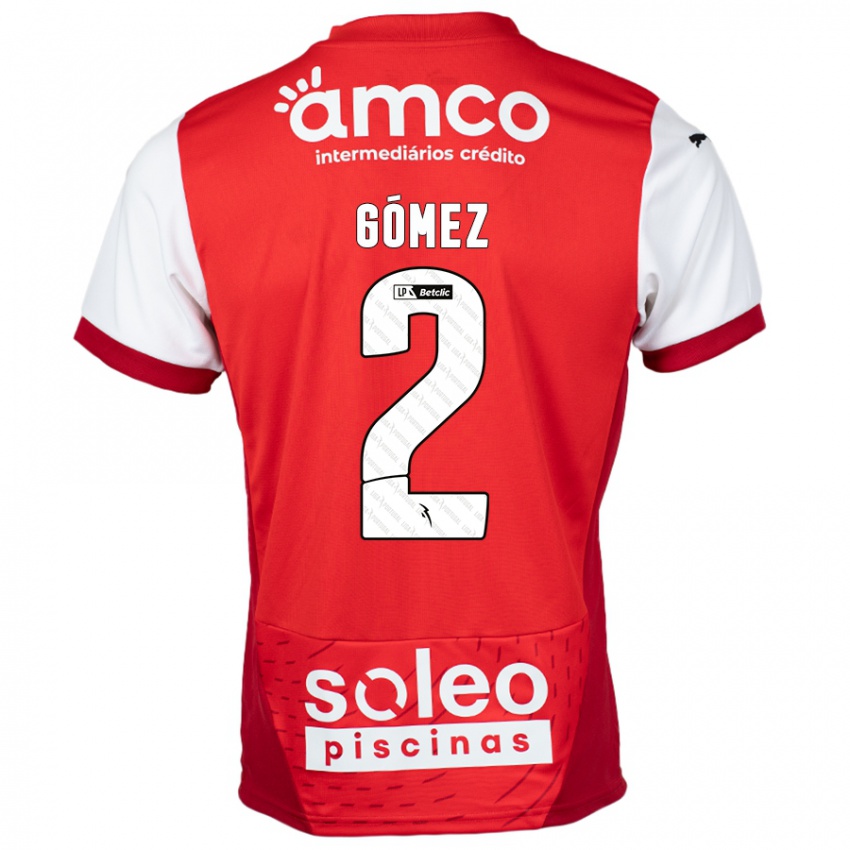 Niño Camiseta Víctor Gómez #2 Rojo Blanco 1ª Equipación 2024/25 La Camisa