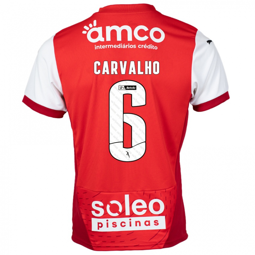 Niño Camiseta Vitor Carvalho #6 Rojo Blanco 1ª Equipación 2024/25 La Camisa