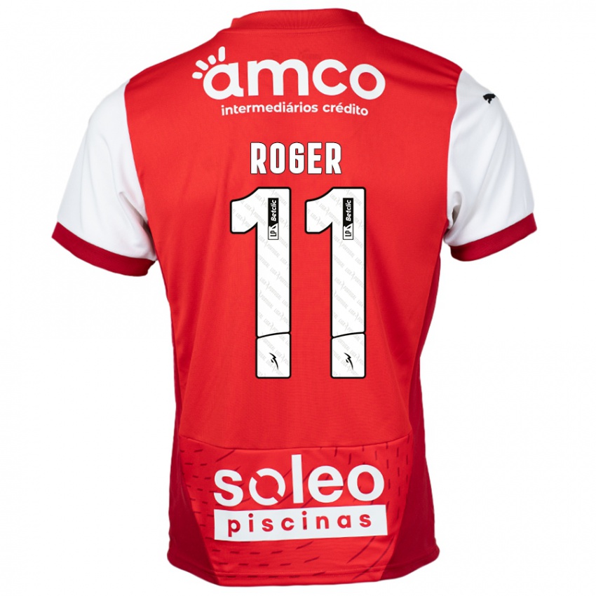 Niño Camiseta Roger #11 Rojo Blanco 1ª Equipación 2024/25 La Camisa