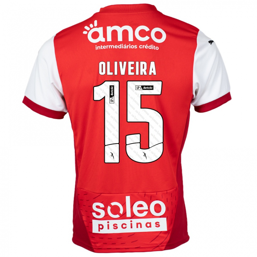 Niño Camiseta Paulo Oliveira #15 Rojo Blanco 1ª Equipación 2024/25 La Camisa