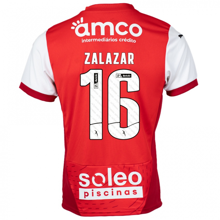 Niño Camiseta Rodrigo Zalazar #16 Rojo Blanco 1ª Equipación 2024/25 La Camisa