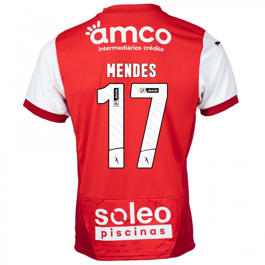 Niño Camiseta Joe Mendes #17 Rojo Blanco 1ª Equipación 2024/25 La Camisa