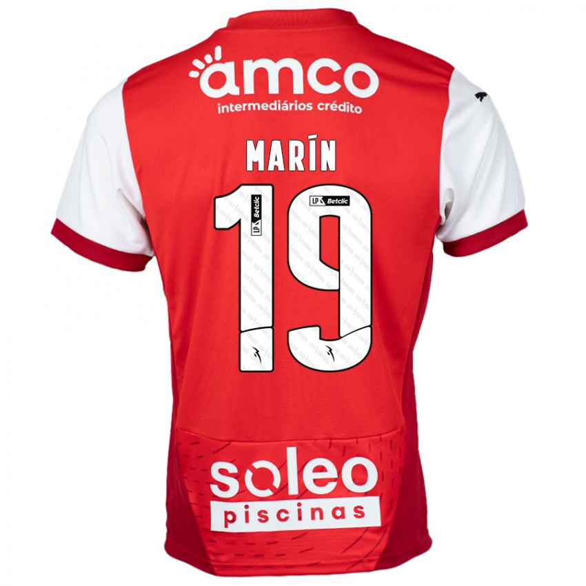 Niño Camiseta Adrián Marín #19 Rojo Blanco 1ª Equipación 2024/25 La Camisa