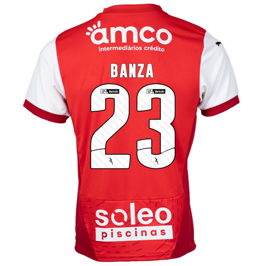 Niño Camiseta Simon Banza #23 Rojo Blanco 1ª Equipación 2024/25 La Camisa