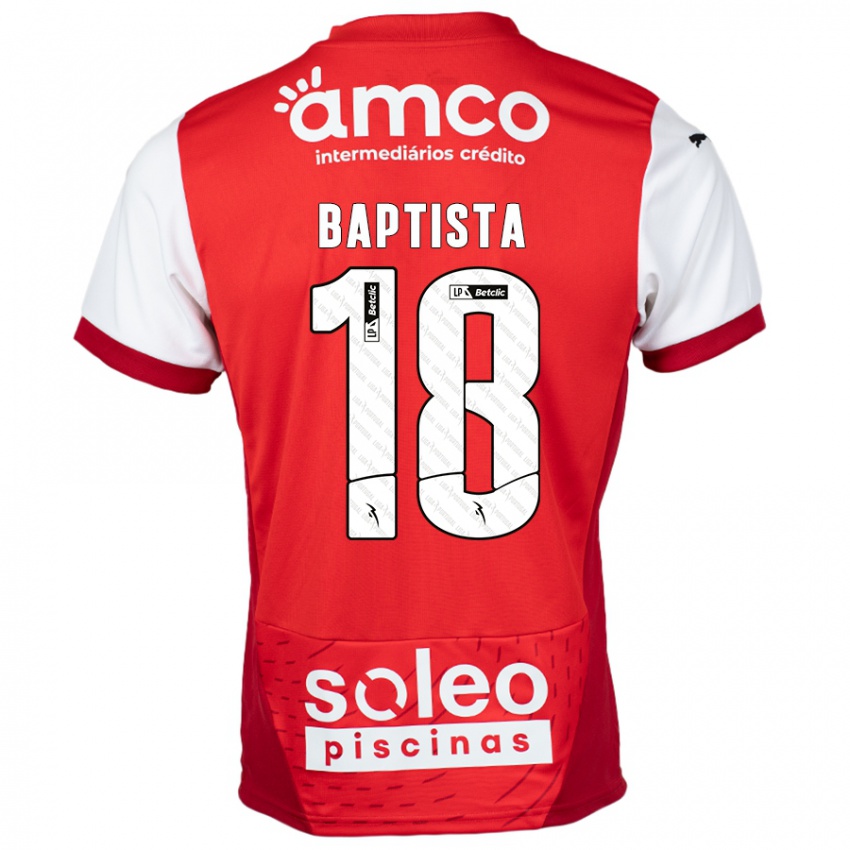 Niño Camiseta Tiago Baptista #18 Rojo Blanco 1ª Equipación 2024/25 La Camisa