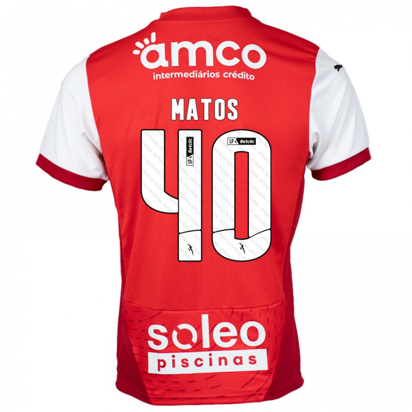 Niño Camiseta João Matos #40 Rojo Blanco 1ª Equipación 2024/25 La Camisa