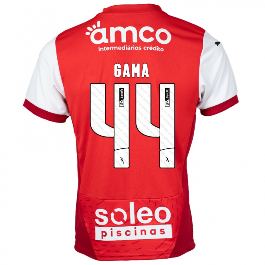 Niño Camiseta Dinis Gama #44 Rojo Blanco 1ª Equipación 2024/25 La Camisa