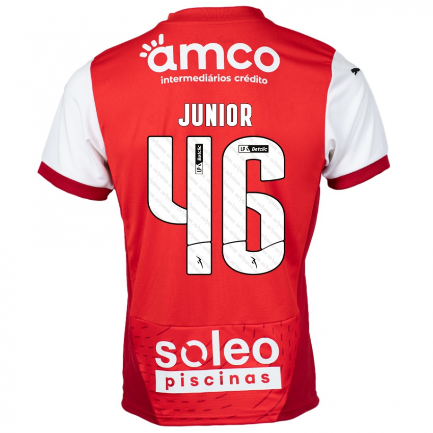 Niño Camiseta Mário Junior #46 Rojo Blanco 1ª Equipación 2024/25 La Camisa