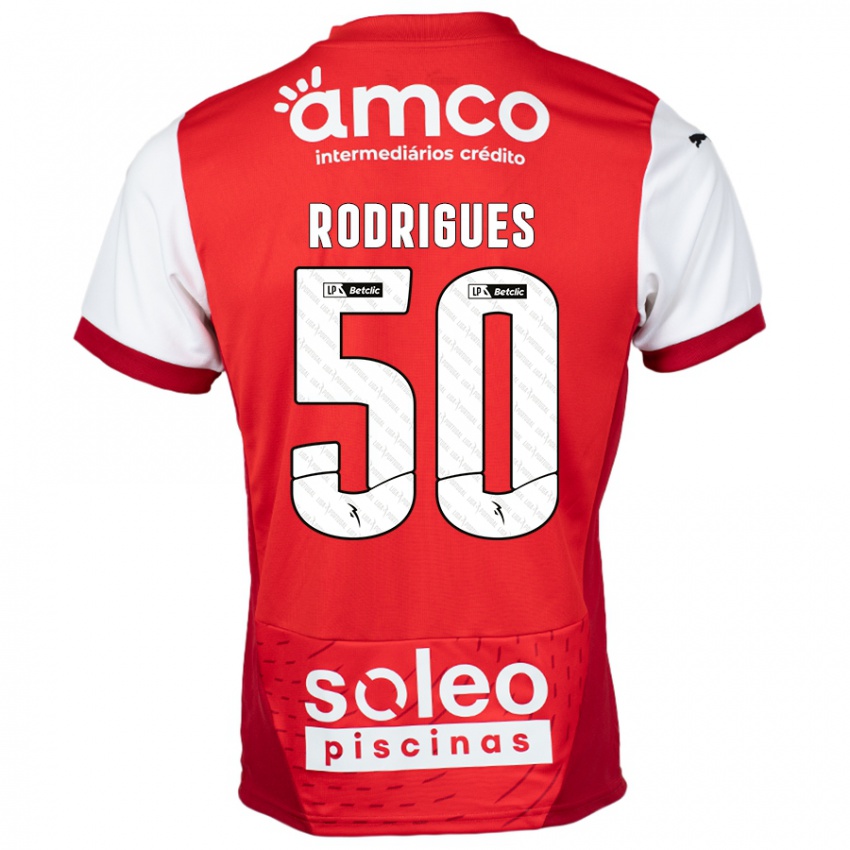 Niño Camiseta Diego Rodrigues #50 Rojo Blanco 1ª Equipación 2024/25 La Camisa