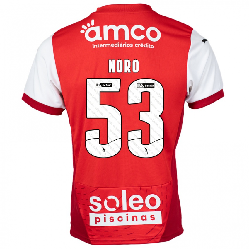 Niño Camiseta Jonatás Noro #53 Rojo Blanco 1ª Equipación 2024/25 La Camisa