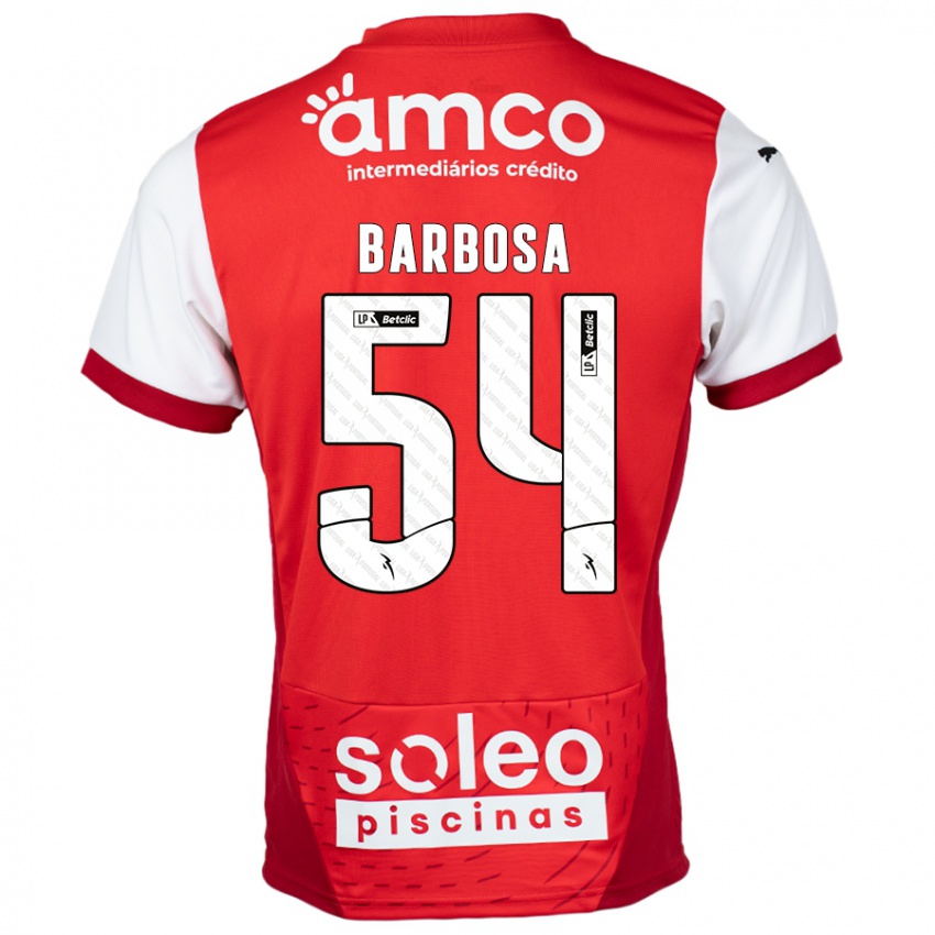 Niño Camiseta Guilherme Barbosa #54 Rojo Blanco 1ª Equipación 2024/25 La Camisa