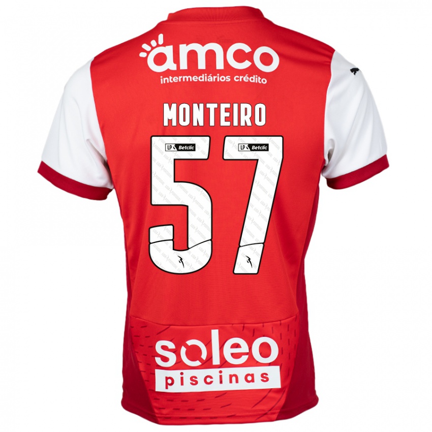 Niño Camiseta Jordan Monteiro #57 Rojo Blanco 1ª Equipación 2024/25 La Camisa