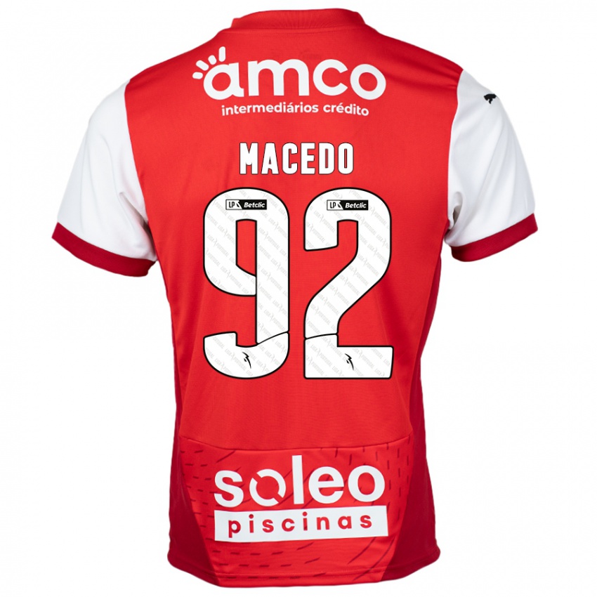 Niño Camiseta Rodrigo Macedo #92 Rojo Blanco 1ª Equipación 2024/25 La Camisa