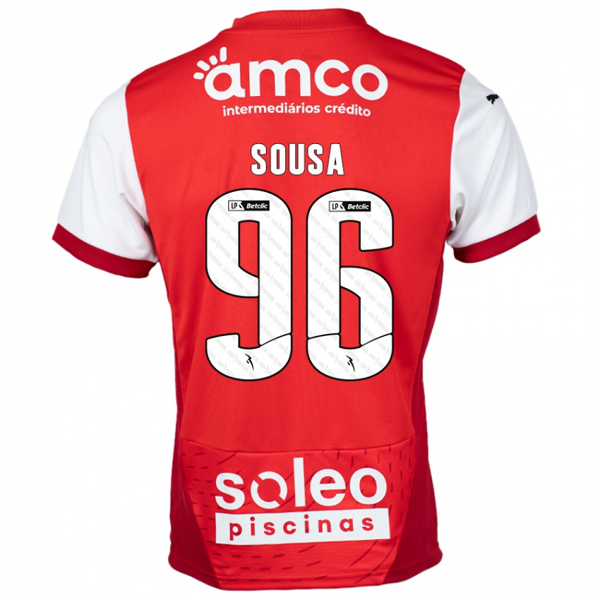 Niño Camiseta Afonso Sousa #96 Rojo Blanco 1ª Equipación 2024/25 La Camisa