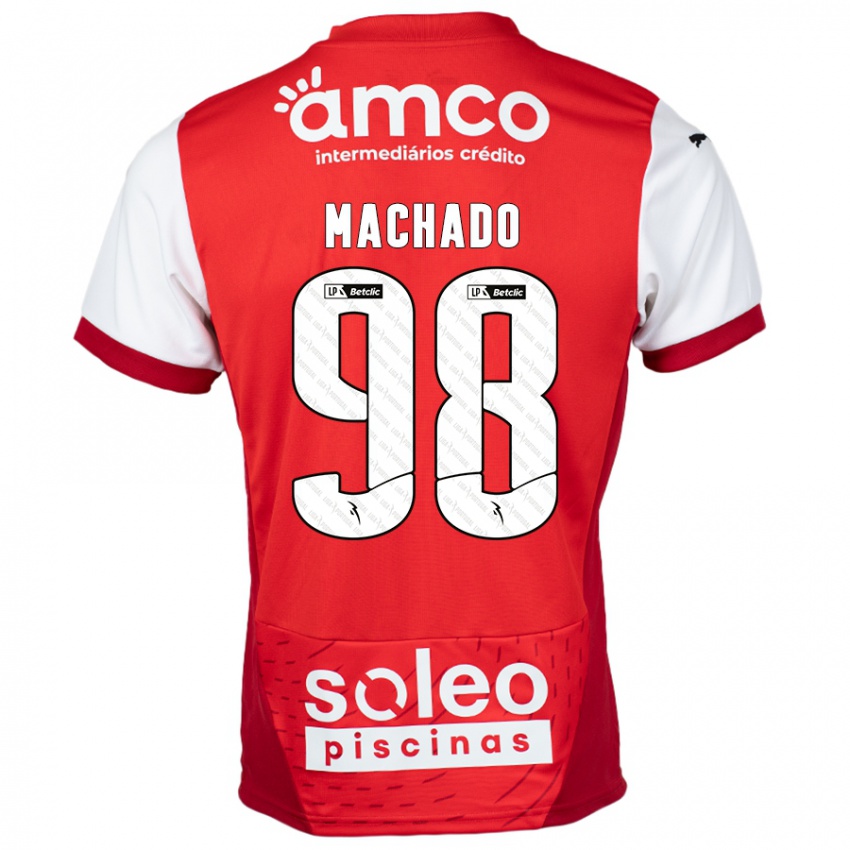 Niño Camiseta Gonçalo Machado #98 Rojo Blanco 1ª Equipación 2024/25 La Camisa