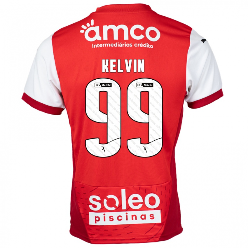 Niño Camiseta Kauan Kelvin #99 Rojo Blanco 1ª Equipación 2024/25 La Camisa