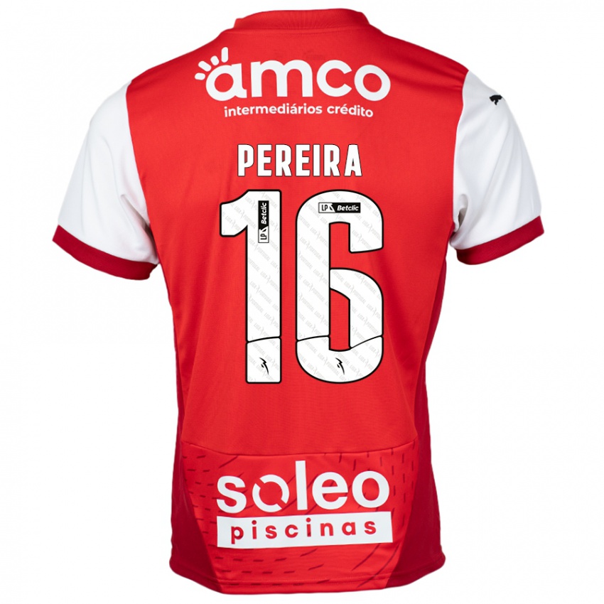 Niño Camiseta Catarina Pereira #16 Rojo Blanco 1ª Equipación 2024/25 La Camisa