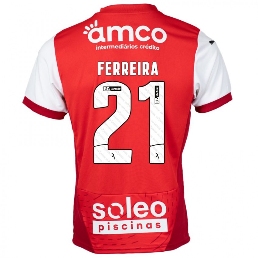 Niño Camiseta Ana Carolina Ferreira #21 Rojo Blanco 1ª Equipación 2024/25 La Camisa