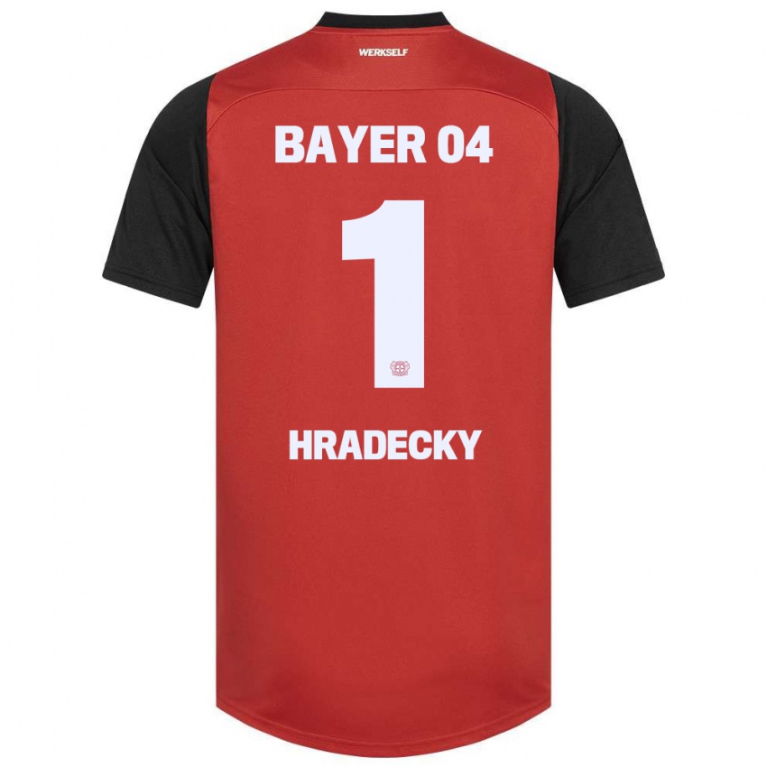 Niño Camiseta Lukas Hradecky #1 Rojo Negro 1ª Equipación 2024/25 La Camisa