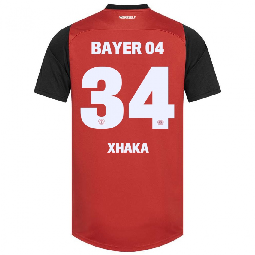 Niño Camiseta Granit Xhaka #34 Rojo Negro 1ª Equipación 2024/25 La Camisa