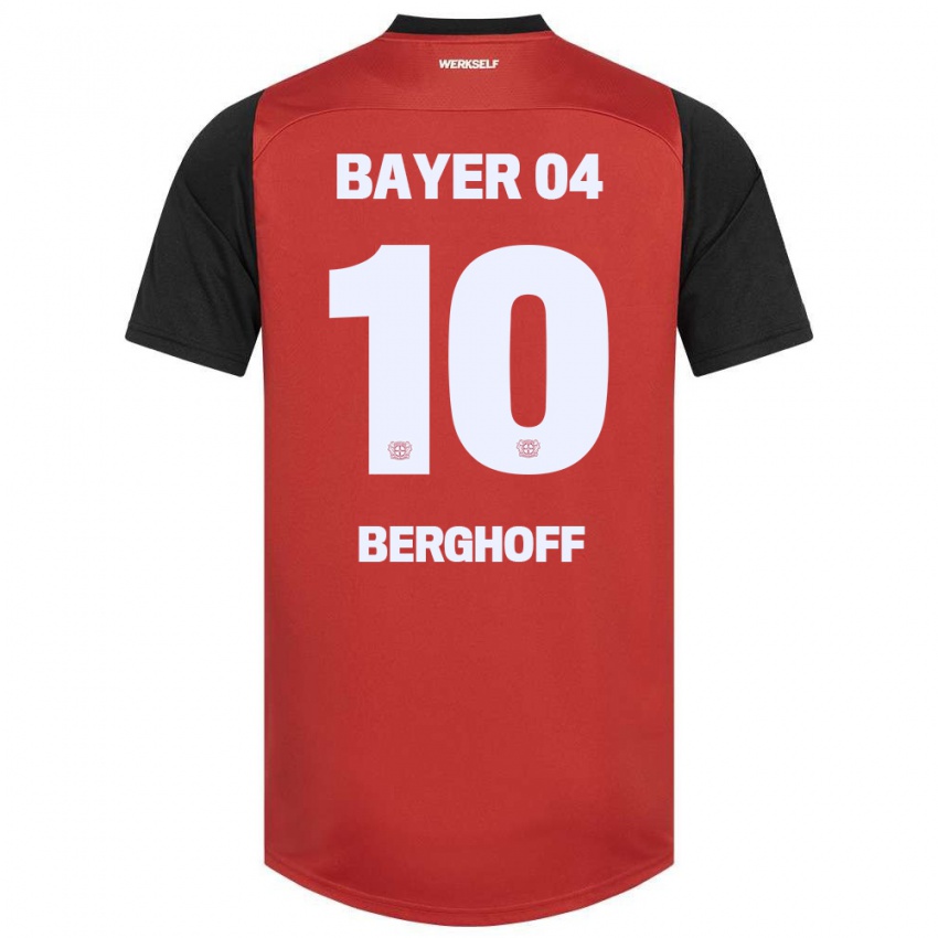 Niño Camiseta Jonah Berghoff #10 Rojo Negro 1ª Equipación 2024/25 La Camisa