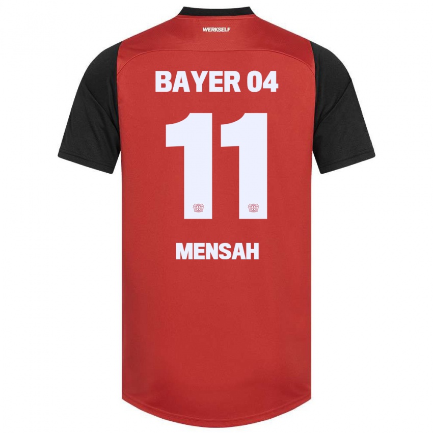 Niño Camiseta Jeremiah Mensah #11 Rojo Negro 1ª Equipación 2024/25 La Camisa