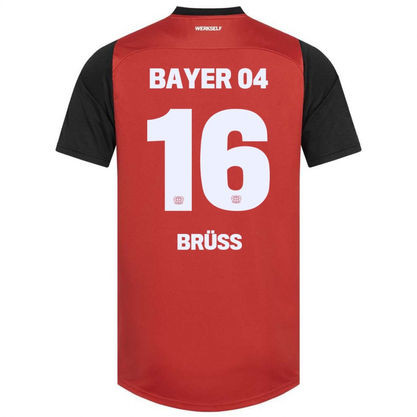 Niño Camiseta Tom Brüss #16 Rojo Negro 1ª Equipación 2024/25 La Camisa