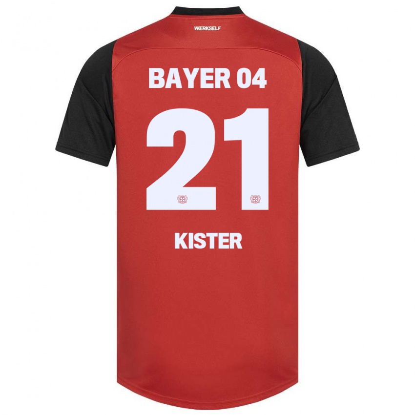 Niño Camiseta Akim Kister #21 Rojo Negro 1ª Equipación 2024/25 La Camisa