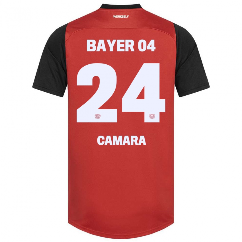 Niño Camiseta Nourdine Camara #24 Rojo Negro 1ª Equipación 2024/25 La Camisa