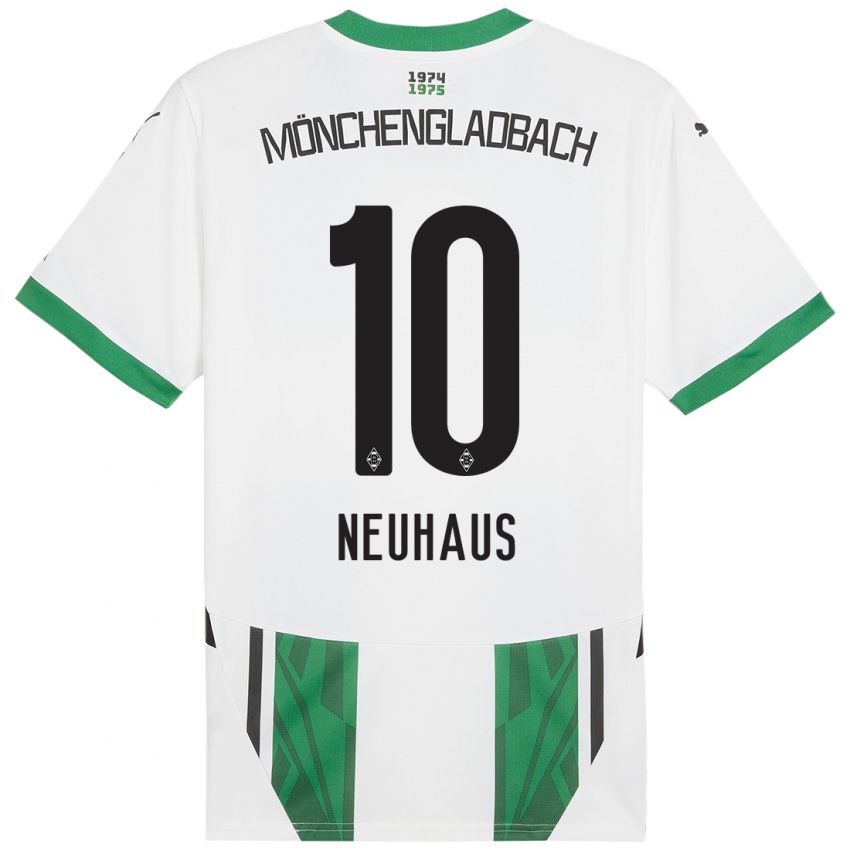 Niño Camiseta Florian Neuhaus #10 Blanco Verde 1ª Equipación 2024/25 La Camisa