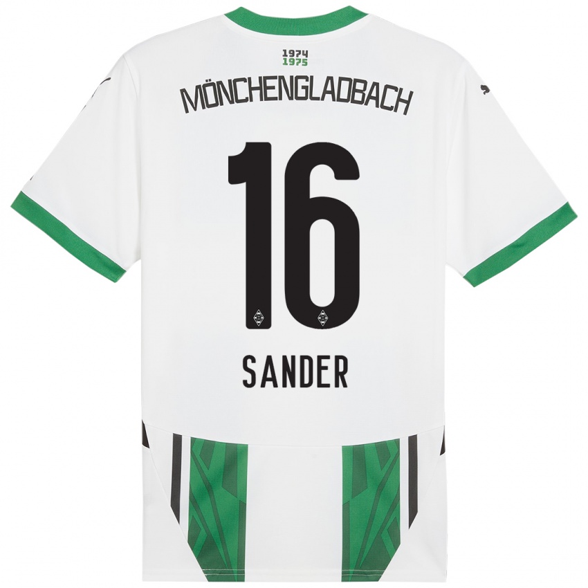 Niño Camiseta Philipp Sander #16 Blanco Verde 1ª Equipación 2024/25 La Camisa