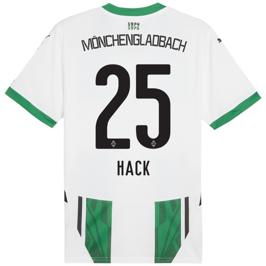 Niño Camiseta Robin Hack #25 Blanco Verde 1ª Equipación 2024/25 La Camisa