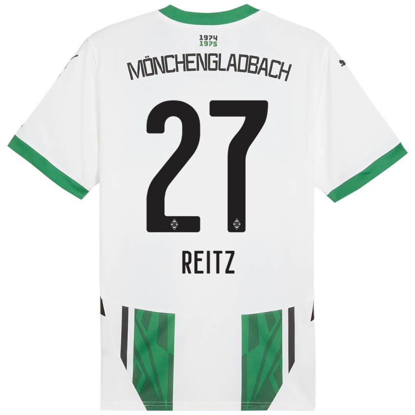 Niño Camiseta Rocco Reitz #27 Blanco Verde 1ª Equipación 2024/25 La Camisa