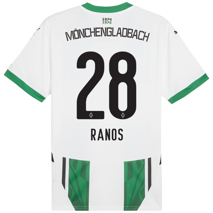 Niño Camiseta Grant-Leon Ranos #28 Blanco Verde 1ª Equipación 2024/25 La Camisa