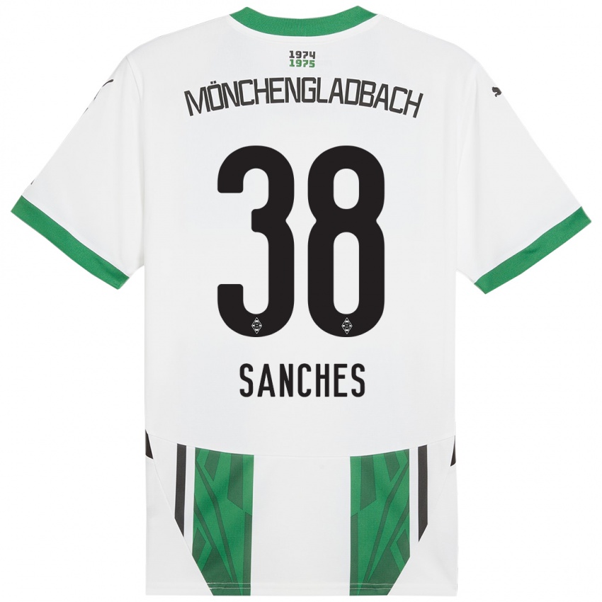 Niño Camiseta Yvandro Borges Sanches #38 Blanco Verde 1ª Equipación 2024/25 La Camisa