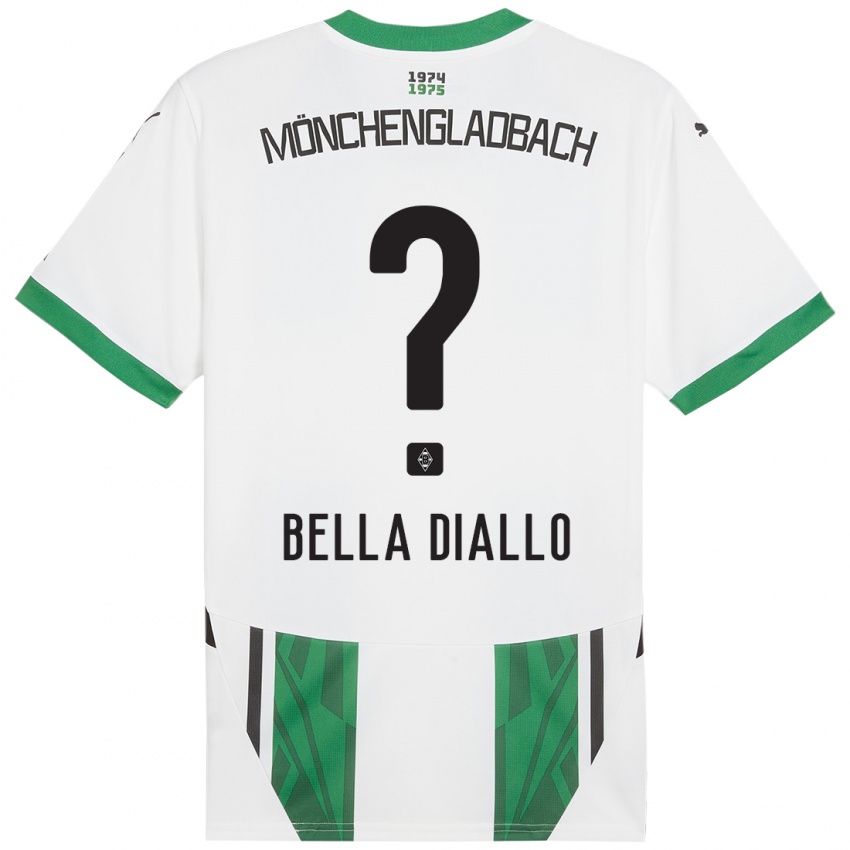 Niño Camiseta Oumar Bella Diallo #0 Blanco Verde 1ª Equipación 2024/25 La Camisa