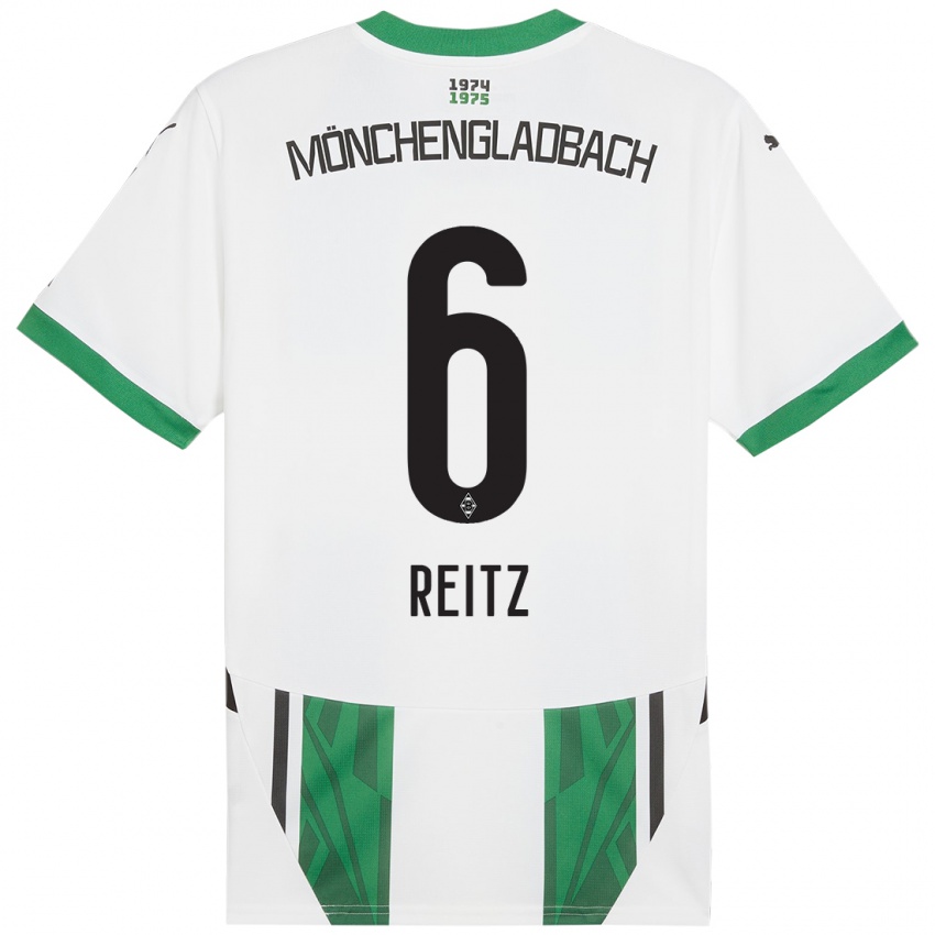 Niño Camiseta Tony Reitz #6 Blanco Verde 1ª Equipación 2024/25 La Camisa