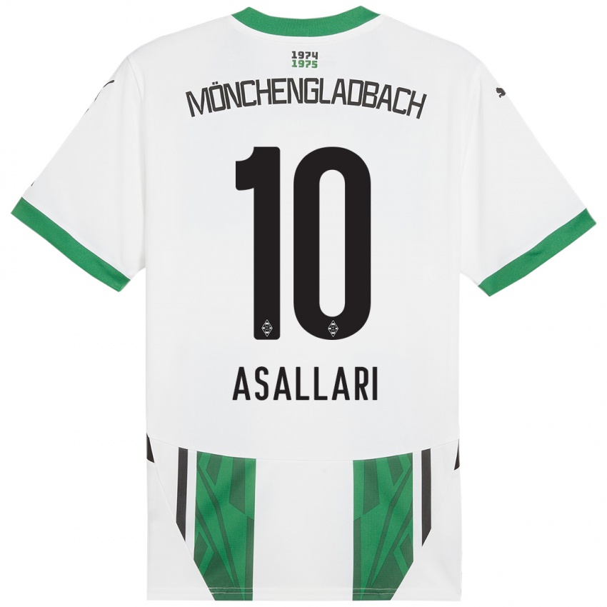 Niño Camiseta Kushtrim Asallari #10 Blanco Verde 1ª Equipación 2024/25 La Camisa