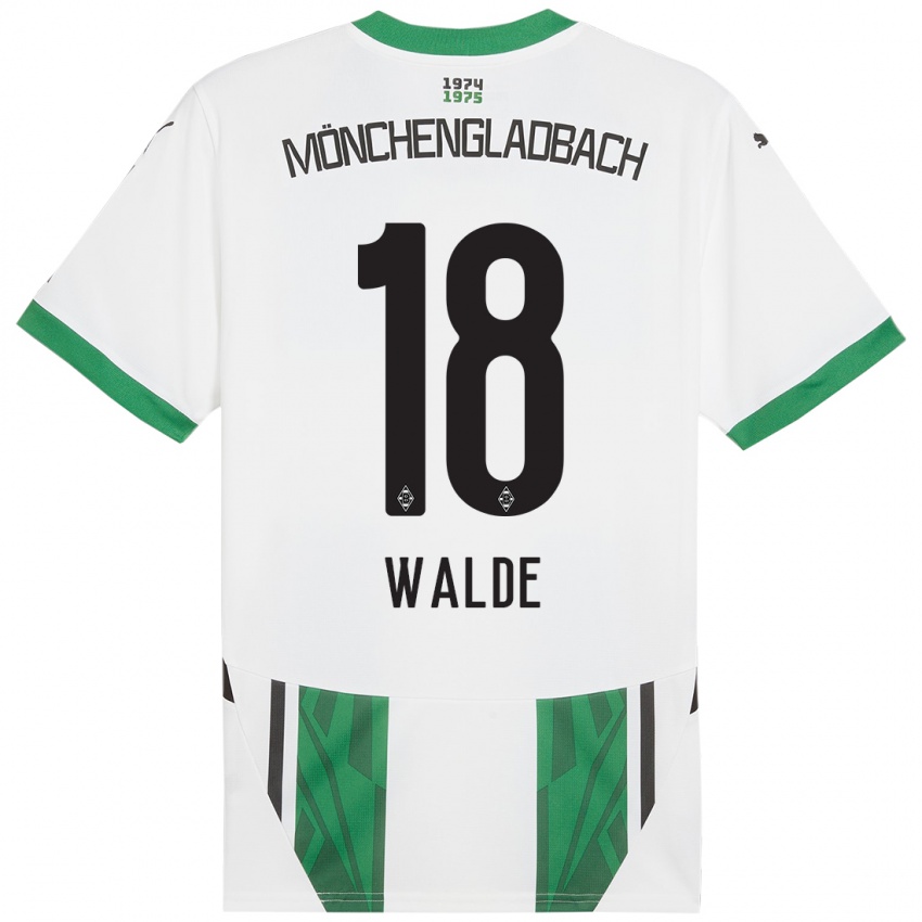 Niño Camiseta Simon Walde #18 Blanco Verde 1ª Equipación 2024/25 La Camisa