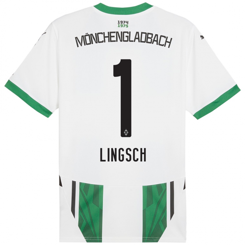 Niño Camiseta Tina Lingsch #1 Blanco Verde 1ª Equipación 2024/25 La Camisa