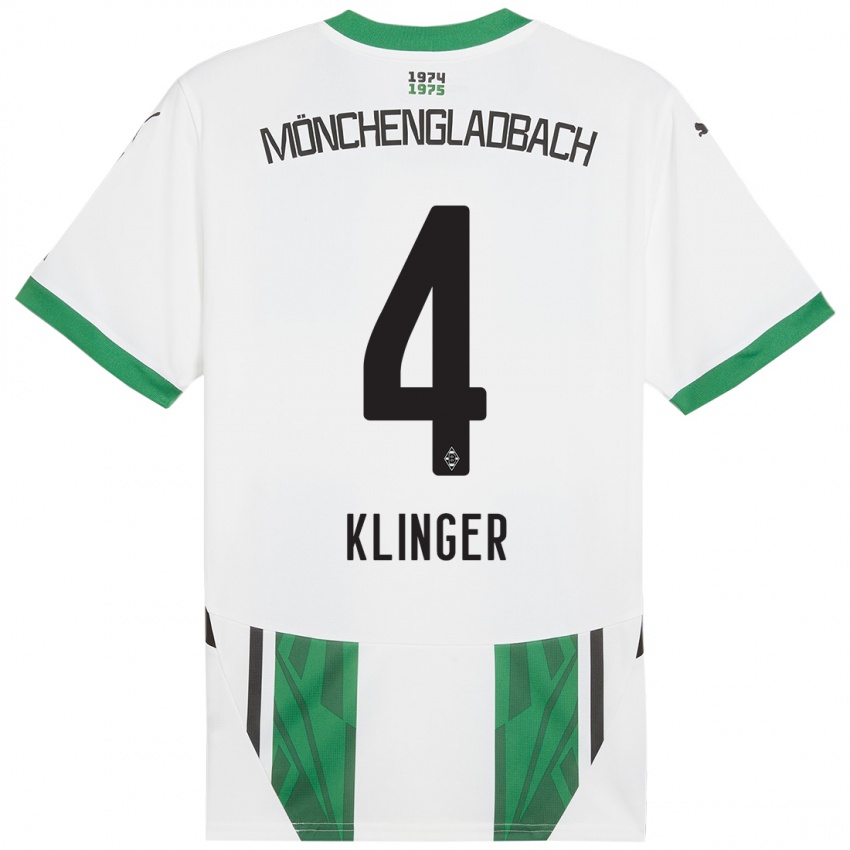 Niño Camiseta Nina Klinger #4 Blanco Verde 1ª Equipación 2024/25 La Camisa