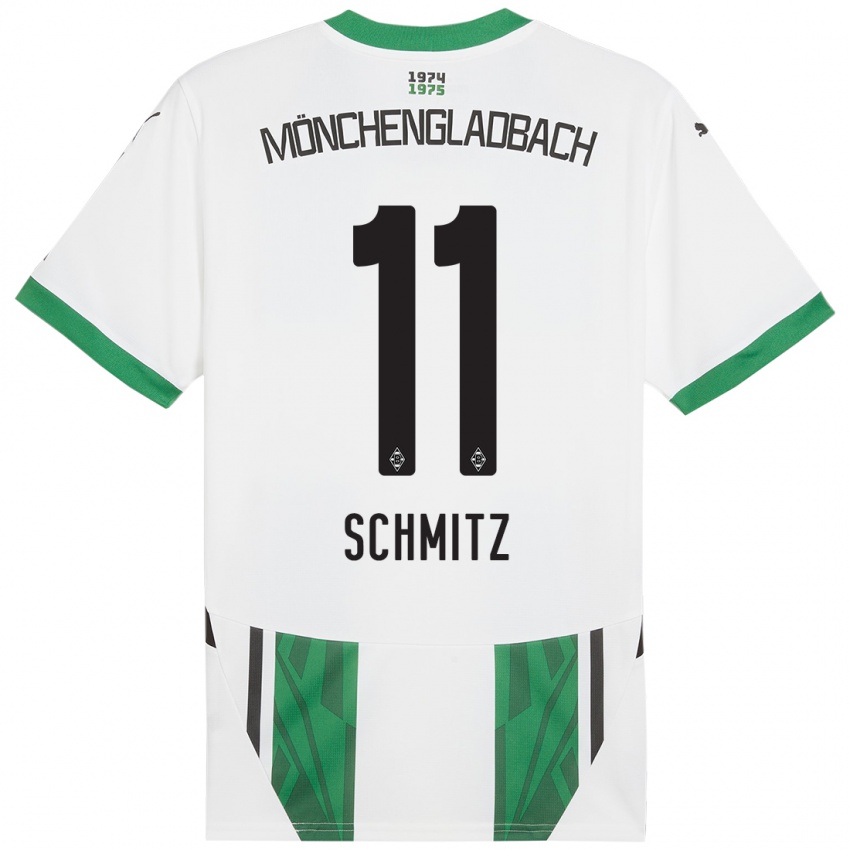 Niño Camiseta Louisa Schmitz #11 Blanco Verde 1ª Equipación 2024/25 La Camisa