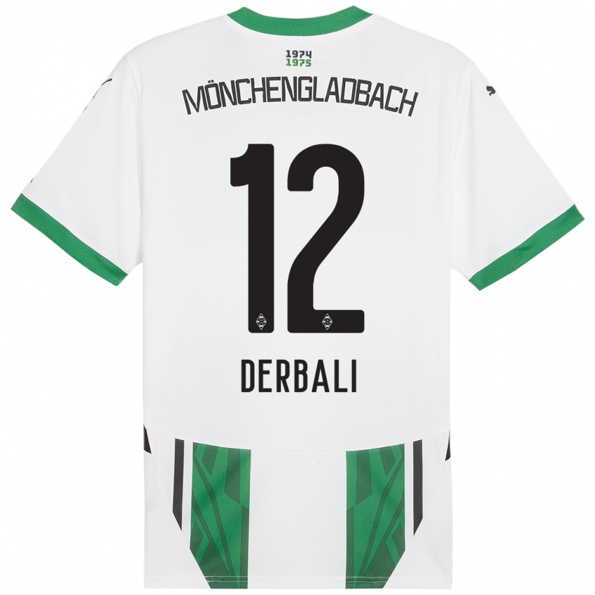 Niño Camiseta Louisa Derbali #12 Blanco Verde 1ª Equipación 2024/25 La Camisa